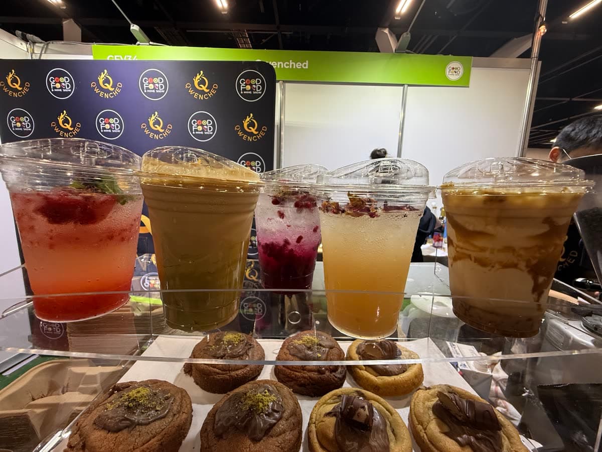 A lineup of Qwenched signature drinks